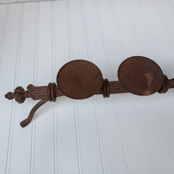 Large Wrought Iron Candelabra Candle Holder Centerpiece Rust Brown Rustic Vtg - Picture 4 of 14